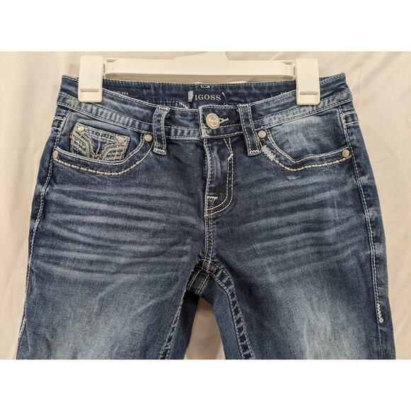 Vigoss Chelsea Skinny Jeans 1/2 Blue 28x25 Heritage Fit Embroidery‎ Thick Stitch - Picture 4 of 14